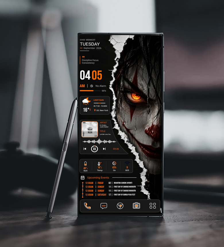 KT001 Dark KLWP Theme for Android