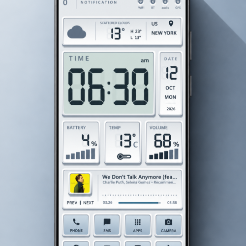 KT004 Mint Grid KLWP Theme – Minimal Dashboard KLWP theme preview